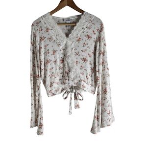 Elegant Floral Tie-Front Blouse